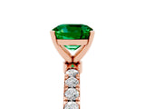 Rose gold Cushion Cut Emerald Solitaire Ring with Pavé Accents and Four-Prong Setting_5