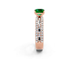 Rose gold Cushion Cut Emerald Solitaire Ring with Pavé and Channel Set Band_2