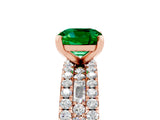 Rose gold Cushion Cut Emerald Solitaire Ring with Pavé and Channel Set Band_5