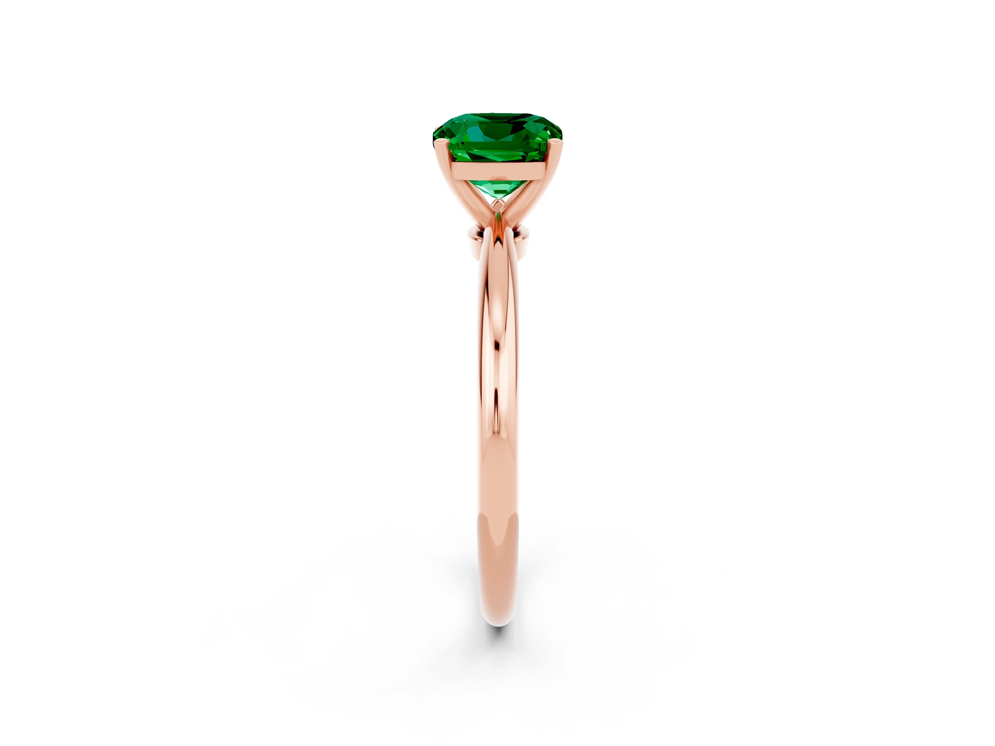 Rose gold Cushion Cut Emerald Solitaire Ring with Six-Prong Setting and Classic Band_2