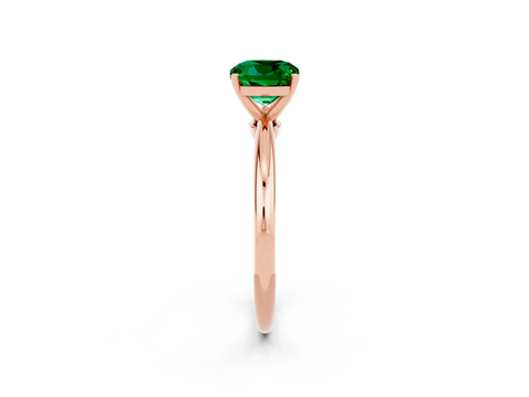 Rose gold Cushion Cut Emerald Solitaire Ring with Six-Prong Setting and Classic Band_2