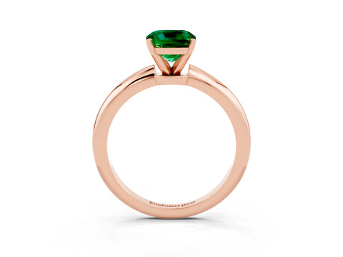 Rose gold Cushion Cut Emerald Solitaire Ring with Six-Prong Setting and Classic Band_3
