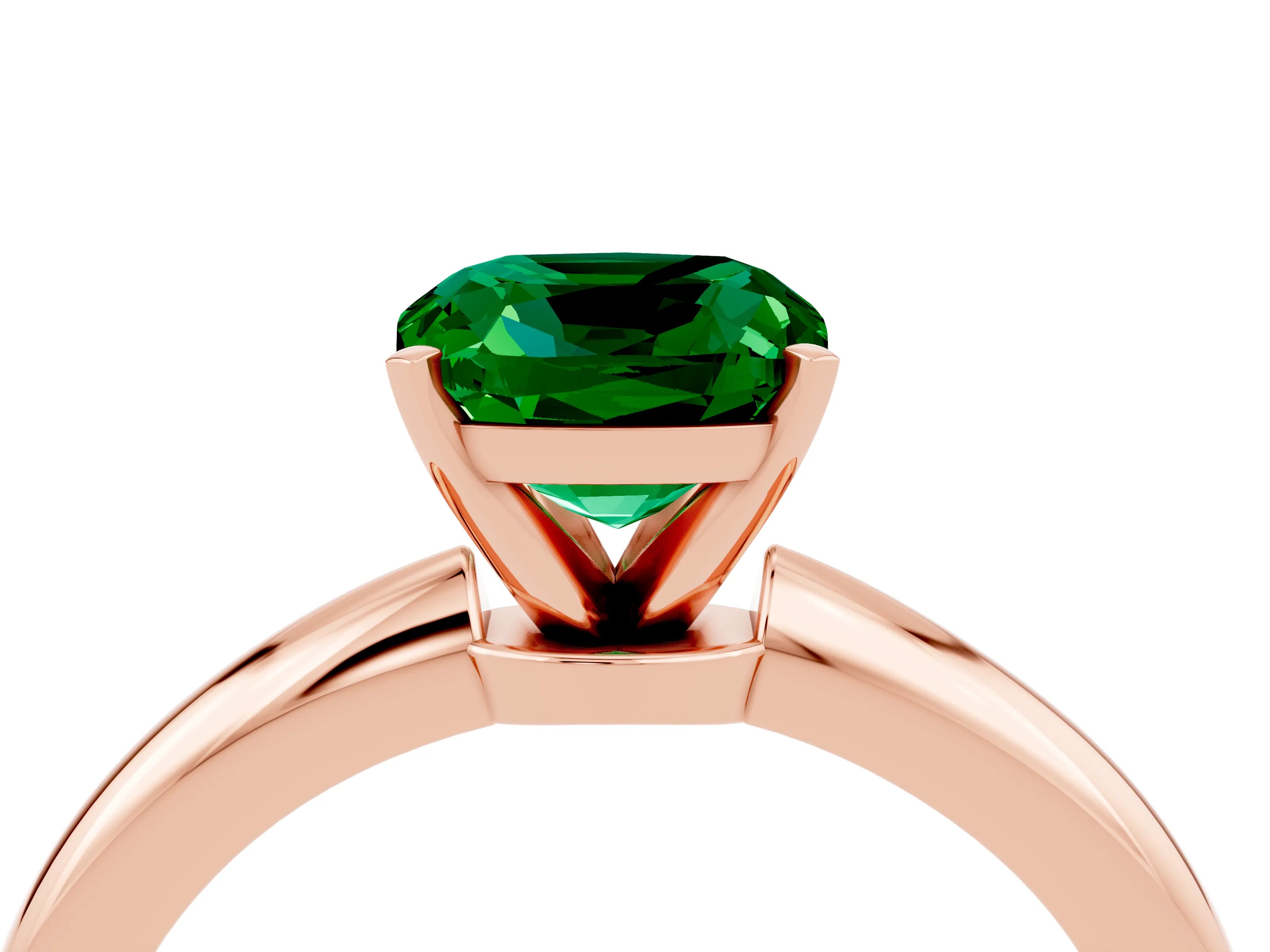 Rose gold Cushion Cut Emerald Solitaire Ring with Six-Prong Setting and Classic Band_4