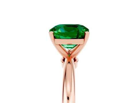 Rose gold Cushion Cut Emerald Solitaire Ring with Six-Prong Setting and Classic Band_5