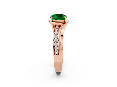 Rose gold Cushion Cut Emerald Solitaire Ring with Split Shank and Prong Setting_2