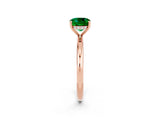 Rose gold Cushion Cut Emerald Solitaire Ring with Thin Band and Four-Prong Setting_2