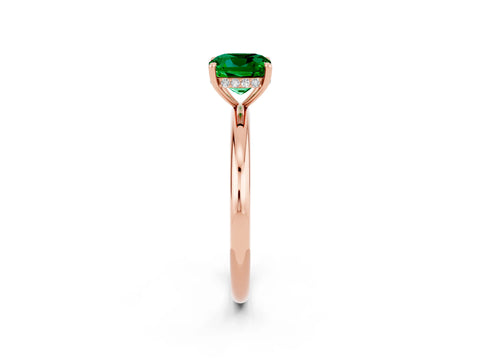 Rose gold Cushion Cut Emerald Solitaire Ring with Thin Band and Four-Prong Setting_2