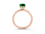 Rose gold Cushion Cut Emerald Solitaire Ring with Thin Band and Four-Prong Setting_3