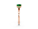 Rose gold Cushion Cut Emerald Solitaire Ring with Thin Band and Prong Setting_14