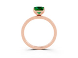 Rose gold Cushion Cut Emerald Solitaire Ring with Thin Band and Prong Setting_15
