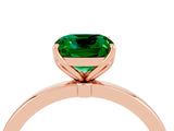 Rose gold Cushion Cut Emerald Solitaire Ring with Thin Band and Prong Setting_16
