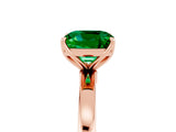 Rose gold Cushion Cut Emerald Solitaire Ring with Thin Band and Prong Setting_17