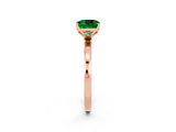 Rose gold Cushion Cut Emerald Solitaire Ring with Thin Band and Prong Setting_26