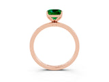 Rose gold Cushion Cut Emerald Solitaire Ring with Thin Band and Prong Setting_27