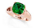 Rose gold Cushion Cut Emerald Solitaire Ring with Wide Band and Prong Setting_1