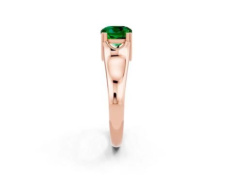 Rose gold Cushion Cut Emerald Solitaire Ring with Wide Band and Prong Setting_2