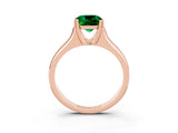 Rose gold Cushion Cut Emerald Solitaire Ring with Wide Band and Prong Setting_3