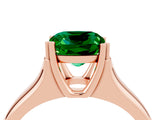 Rose gold Cushion Cut Emerald Solitaire Ring with Wide Band and Prong Setting_4
