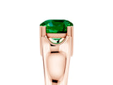 Rose gold Cushion Cut Emerald Solitaire Ring with Wide Band and Prong Setting_5