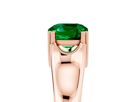 Rose gold Cushion Cut Emerald Solitaire Ring with Wide Band and Prong Setting_5