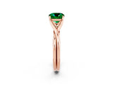 Rose gold Cushion Cut Emerald Solitaire Twist Band Prong Setting Ring_62