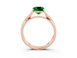 Rose gold Cushion Cut Emerald Solitaire Twist Band Prong Setting Ring_63
