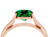Rose gold Cushion Cut Emerald Solitaire Twist Band Prong Setting Ring_64