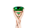 Rose gold Cushion Cut Emerald Solitaire Twist Band Prong Setting Ring_65