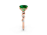Rose gold Cushion Cut Emerald Solitaire Twisted Band with Round  Accents and Prong Setting_14