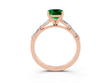 Rose gold Cushion Cut Emerald Solitaire with Side Baguettes and Channel Set Band_3