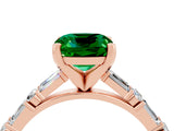 Rose gold Cushion Cut Emerald Solitaire with Side Baguettes and Channel Set Band_4