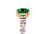 Rose gold Cushion Cut Emerald Solitaire with Side Stones, Pave Band, Four-Prong Setting_41
