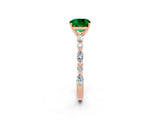 Rose gold Cushion Cut Emerald Solitaire with Side Stones on a Pavé Band and Four-Prong Setting_2