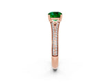 Rose gold Cushion Cut Emerald Split Shank Engagement Ring with Pavé Band_2