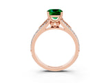 Rose gold Cushion Cut Emerald Split Shank Engagement Ring with Pavé Band_3