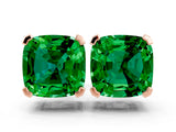 Rose gold Cushion Cut Emerald Stud Earrings_12