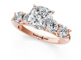 Rose gold Cushion Cut Five-Stone Prong Set Diamond Ring with Classic Band_47