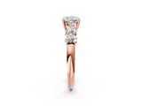 Rose gold Cushion Cut Five-Stone Prong Set Diamond Ring with Classic Band_48