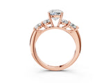 Rose gold Cushion Cut Five-Stone Prong Set Diamond Ring with Classic Band_49