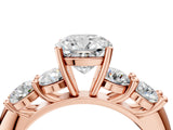 Rose gold Cushion Cut Five-Stone Prong Set Diamond Ring with Classic Band_50