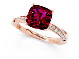 Rose gold Cushion Cut Garnet Engagement Ring with Side Stone Accents and Four-Prong Setting_25