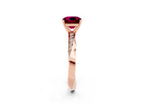 Rose gold Cushion Cut Garnet Engagement Ring with Side Stone Accents and Four-Prong Setting_26