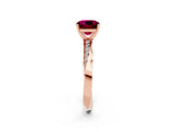 Rose gold Cushion Cut Garnet Engagement Ring with Side Stone Accents and Four-Prong Setting_29