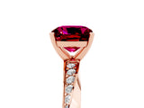 Rose gold Cushion Cut Garnet Engagement Ring with Side Stone Accents and Four-Prong Setting_32