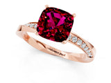 Rose gold Cushion Cut Garnet Engagement Ring with Side Stone Accents and Four-Prong Setting_85