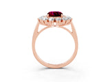 Rose gold Cushion Cut Garnet Floral Double Halo Engagement Ring with Prong Setting_63