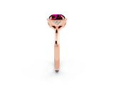 Rose gold Cushion Cut Garnet Halo Ring with Tapered Band and Four-Prong Setting_2