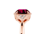 Rose gold Cushion Cut Garnet Halo Ring with Tapered Band and Four-Prong Setting_5
