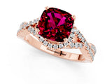 Rose gold Cushion Cut Garnet  Halo Twist Band Solitaire Prong Setting Ring_25