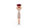 Rose gold Cushion Cut Garnet  Halo Twist Band Solitaire Prong Setting Ring_26